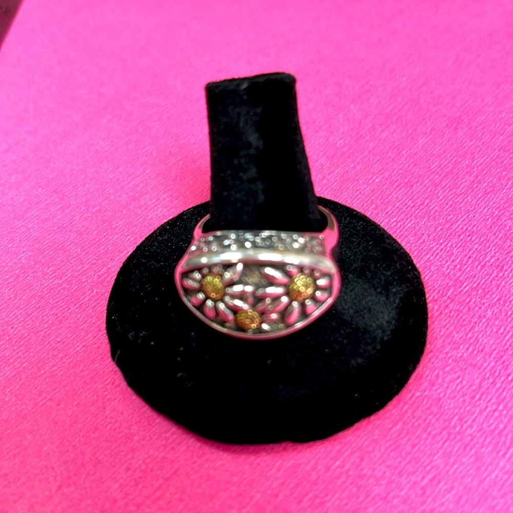 Ann King Sterling Silver & 18K Gold Flower Daisy Ring Size 8